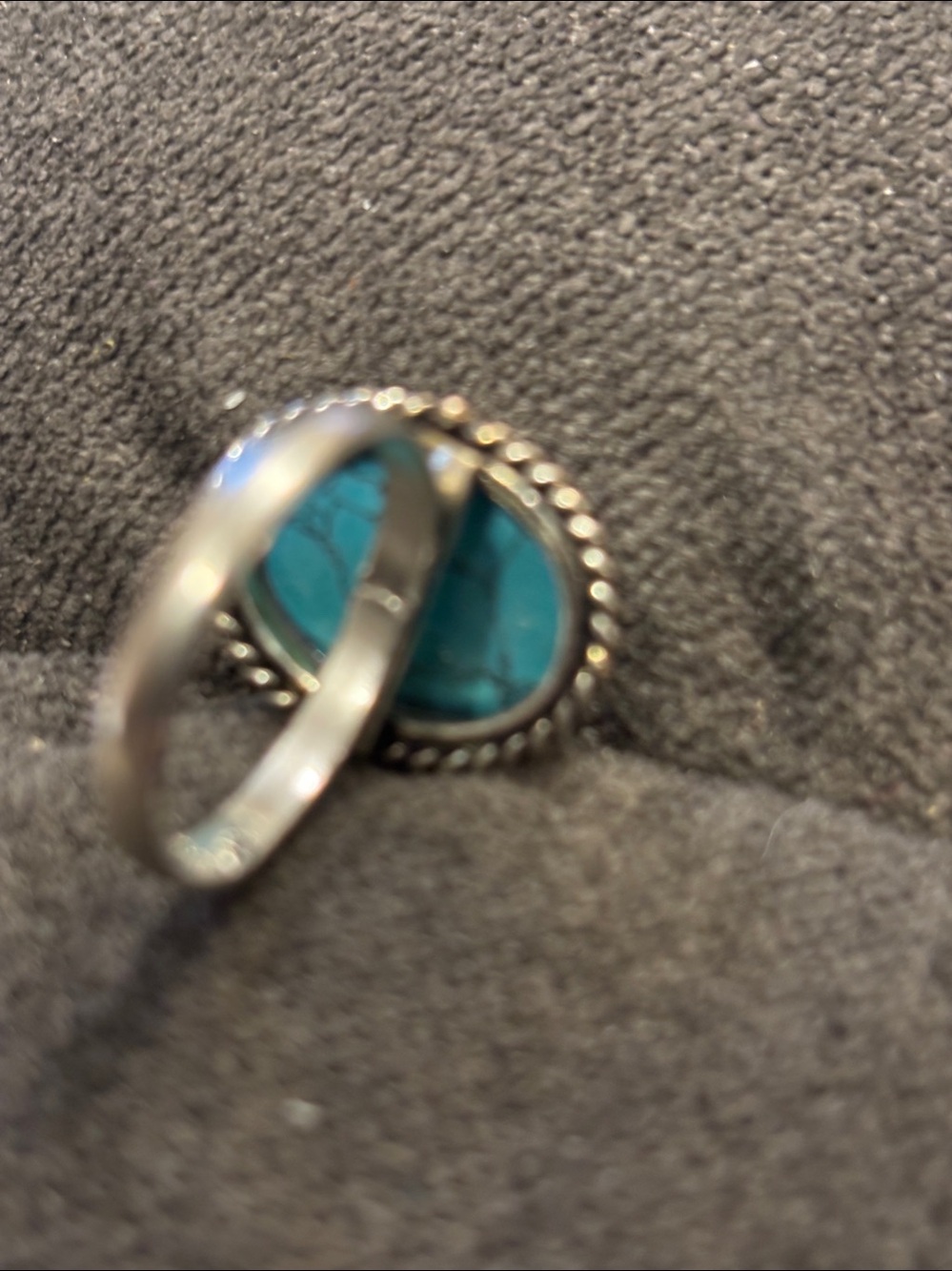 Turquoise color howlite Oval Stone Ring - silver 925 stamp - Picture 5 of 5